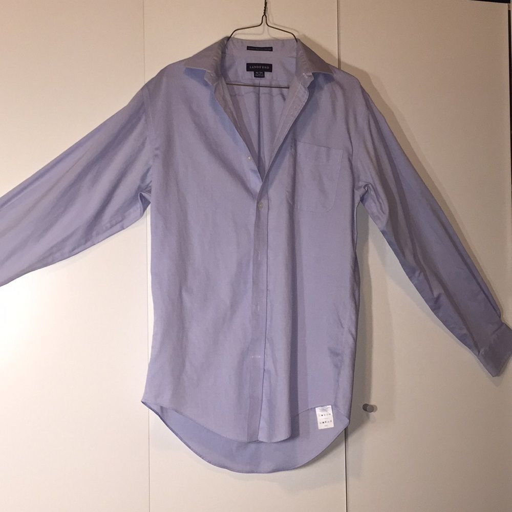 Lands’ End No Iron Pinpoint Oxford Button Up Shirt